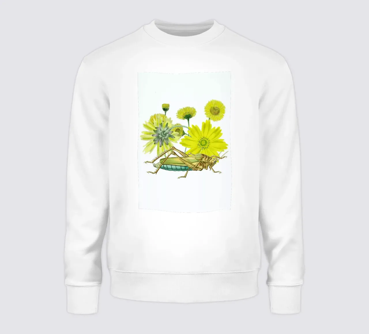 Yellow Flowers and Grasshopper sweatshirt by Rococco LA
