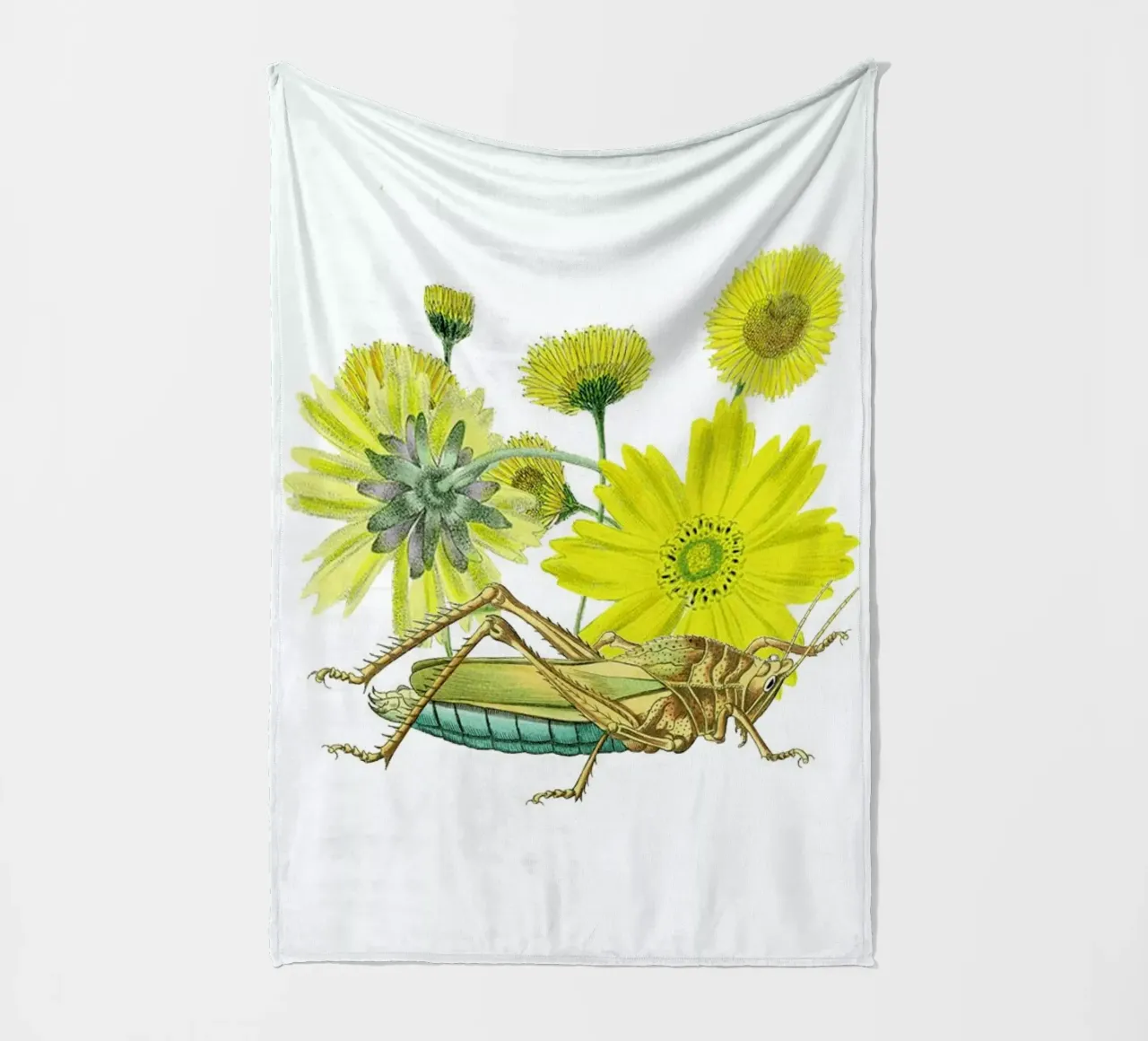 Yellow Flowers and Grasshopper Fleecedecke von Rococco LA