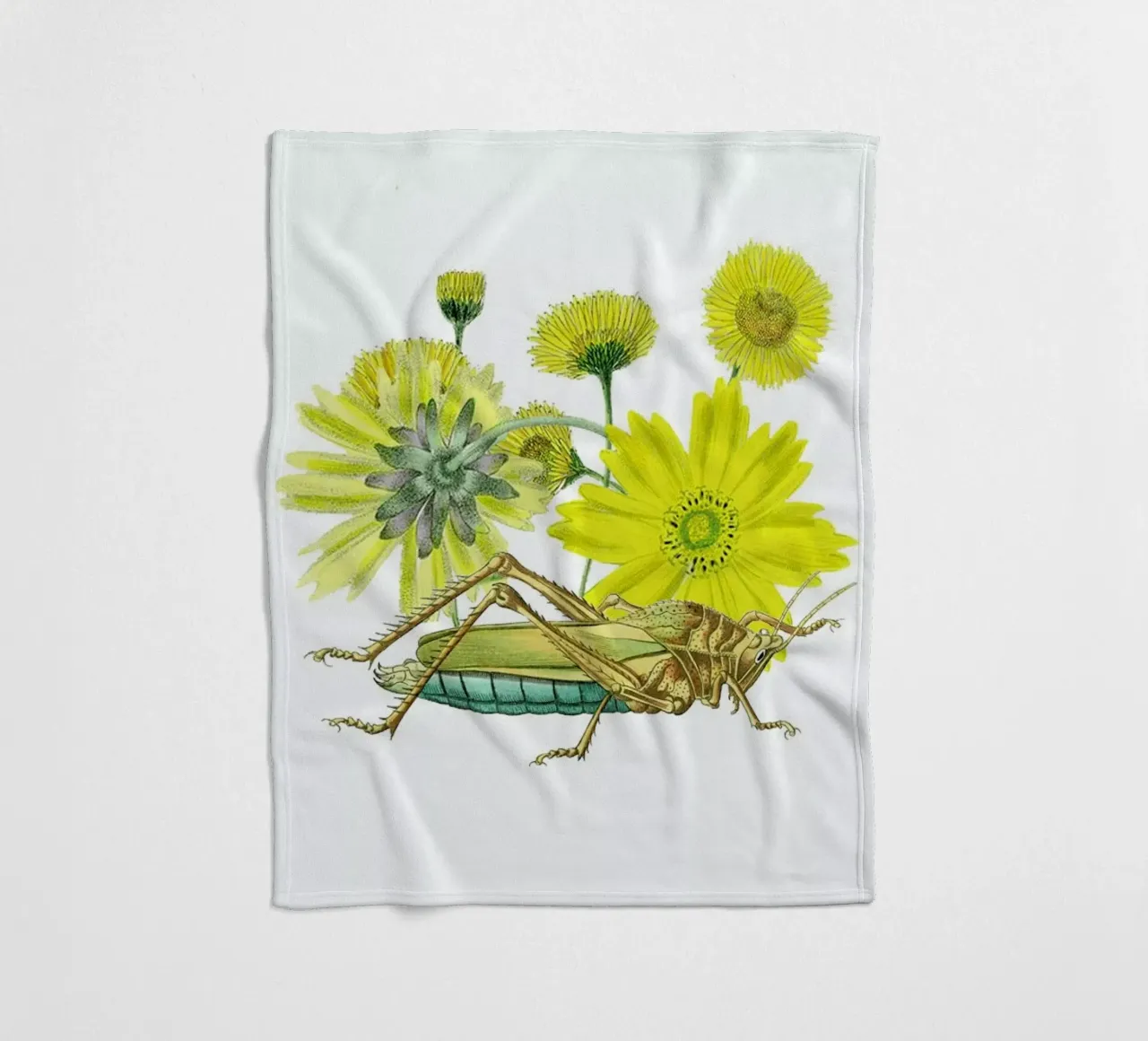 Yellow Flowers and Grasshopper Fleecedecke von Rococco LA