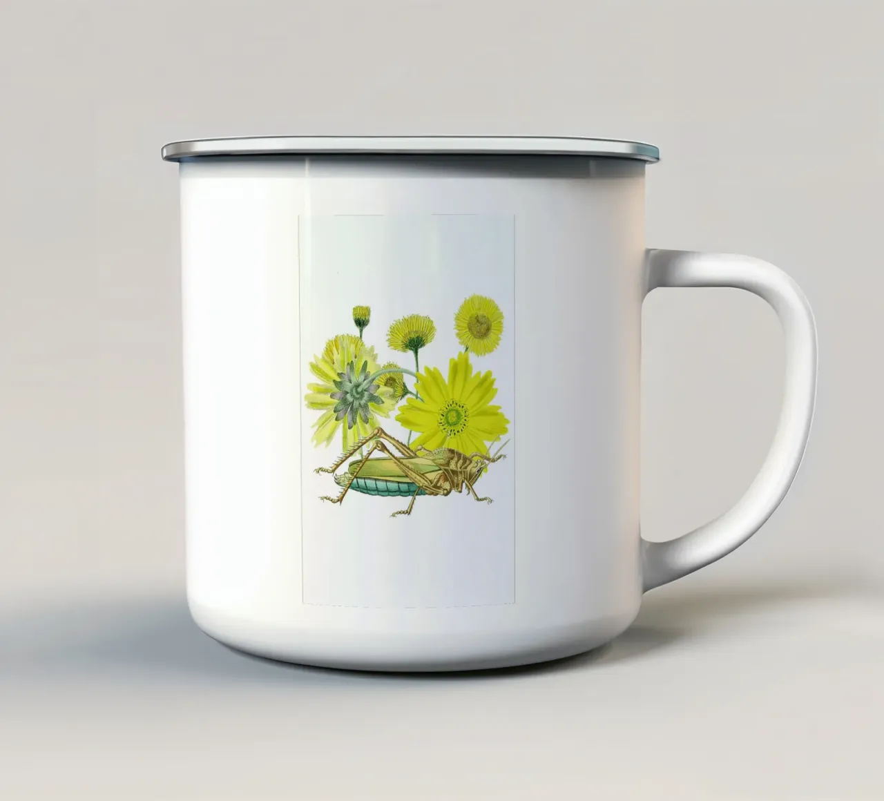 Yellow Flowers and Grasshopper tazza in smalto da Rococco LA