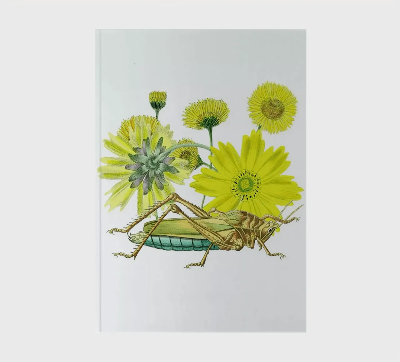Yellow Flowers and Grasshopper notebook by Rococco LA