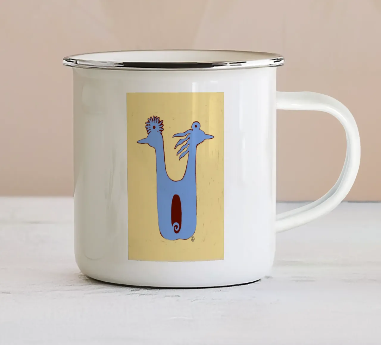 COPPIA DI UCCELLI tazza in smalto da Sandra Poliakov