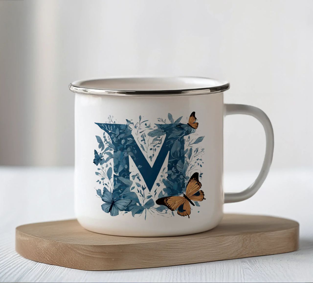 Farfalla blu M tazza in smalto da Shinery