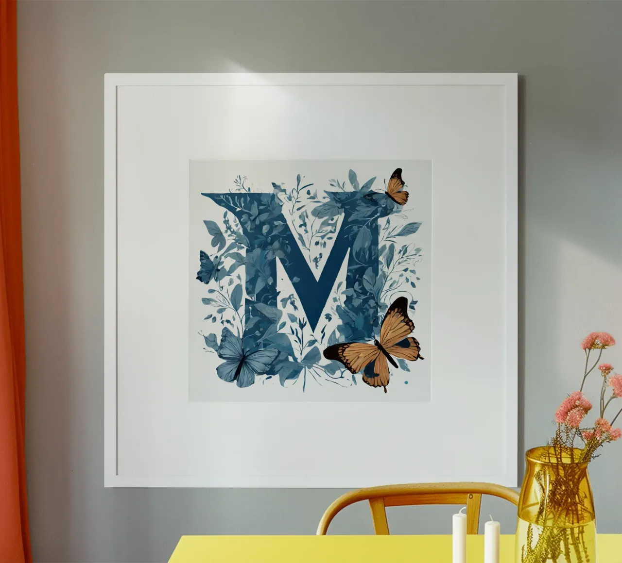 Blue butterfly M poster with aluminum frame by Shinery