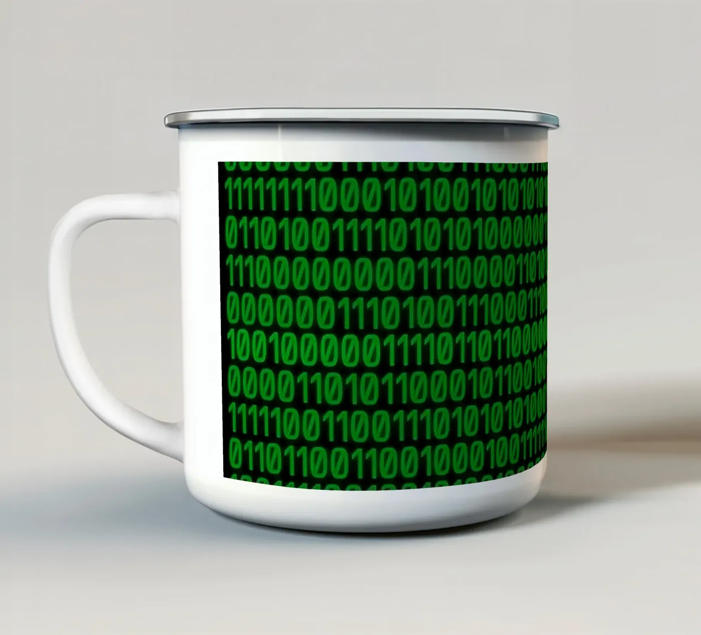 Binary code enamel mug by rheyes