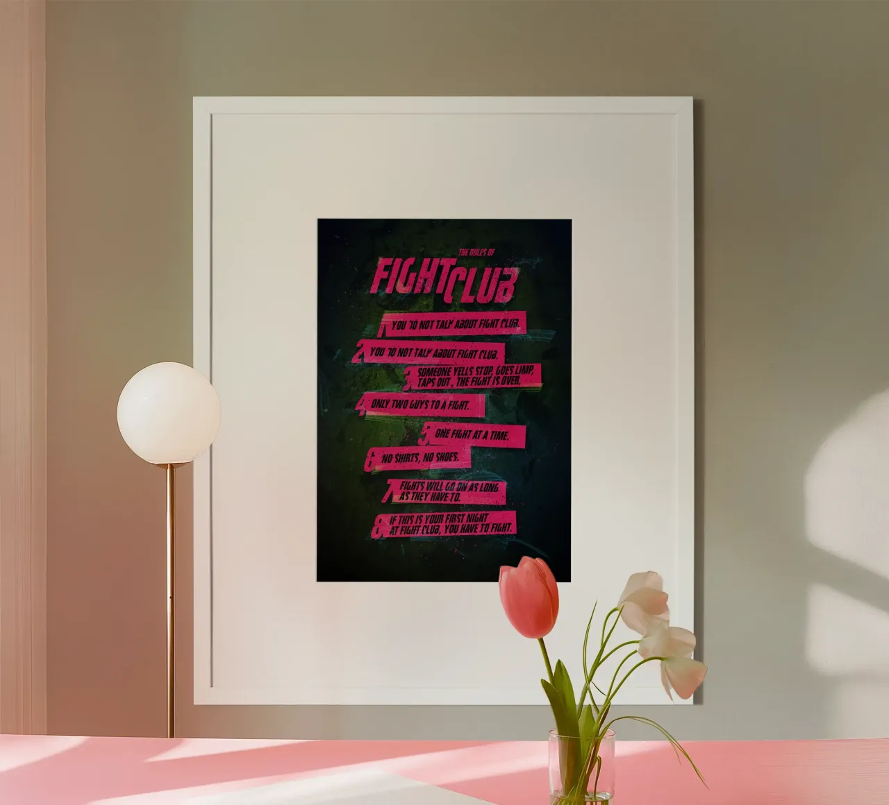 Fight Club Rules poster con telaio in alluminio da nabakumov