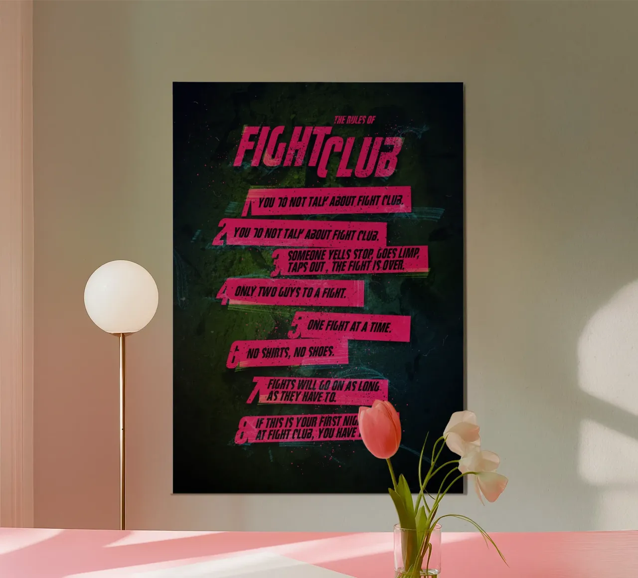 Fight Club Rules poster con telaio in alluminio da nabakumov