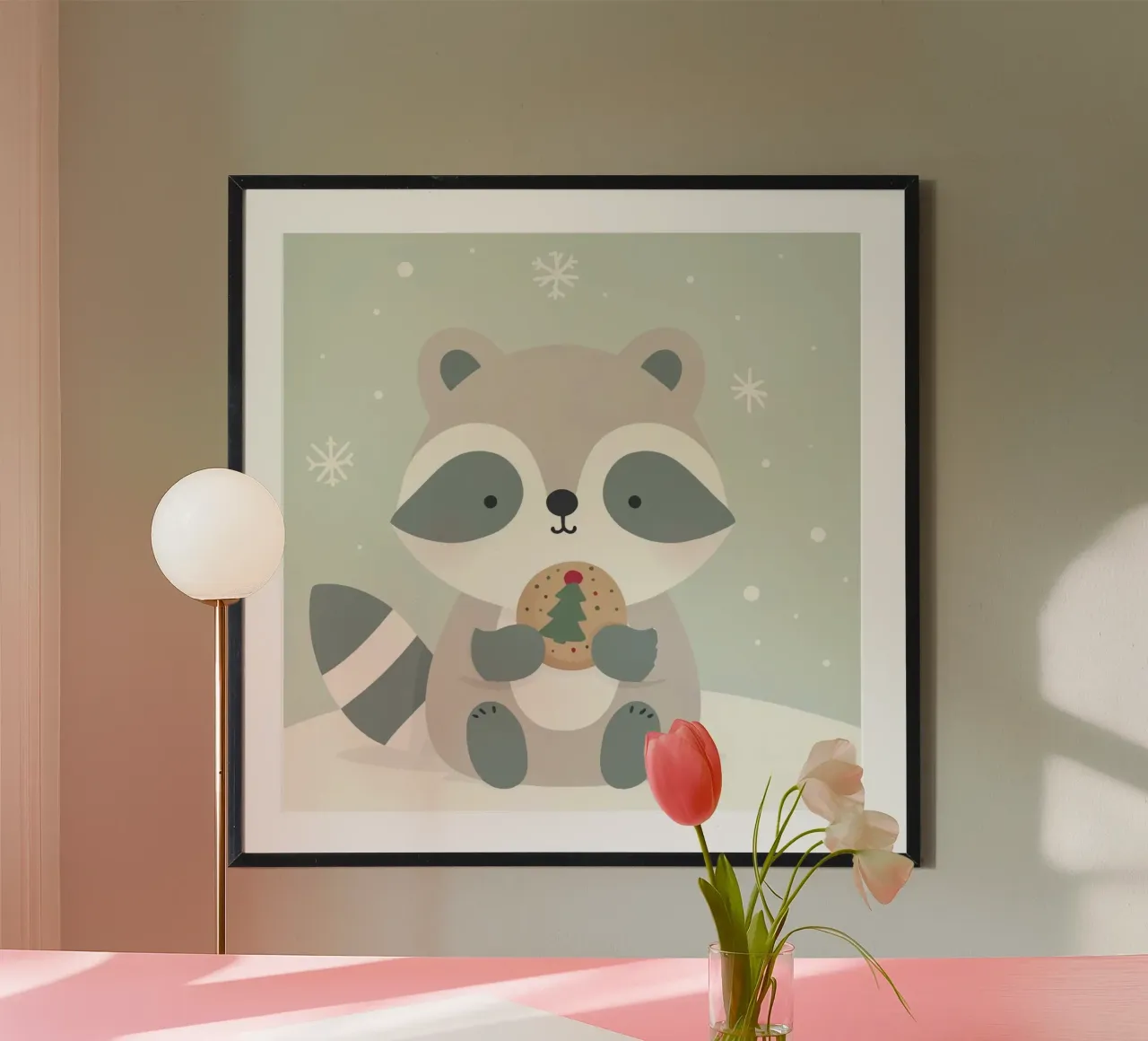 Mapache celebra la Navidad hahnemühle de Alegria Fantasia