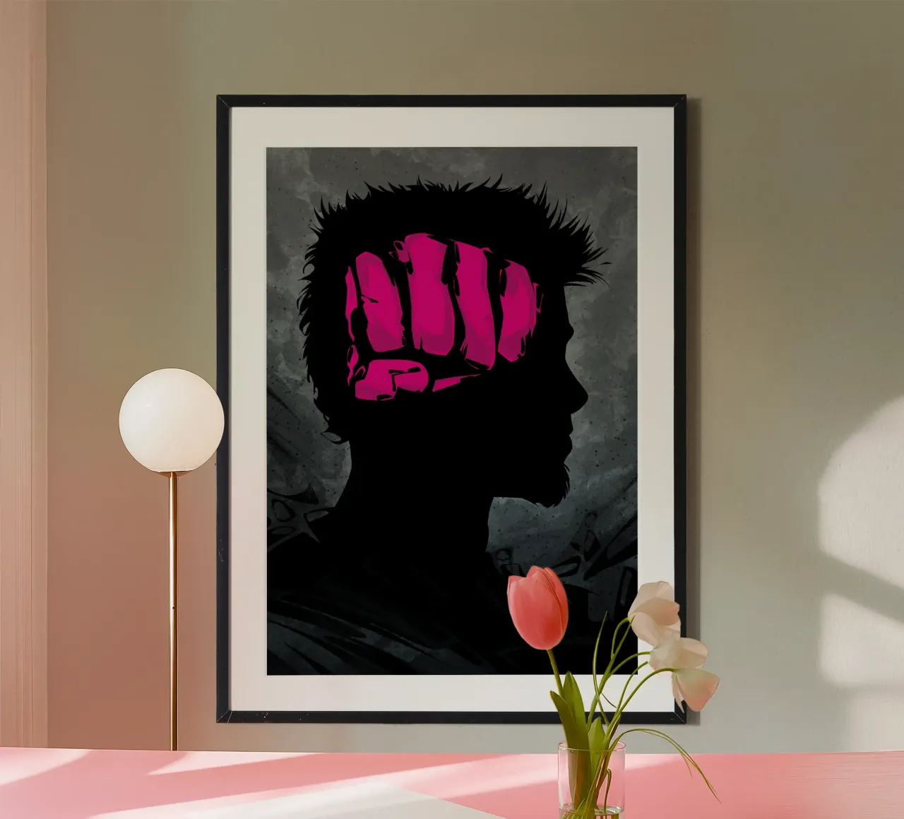 Fight Club Fist Brain poster con telaio in plastica da nabakumov