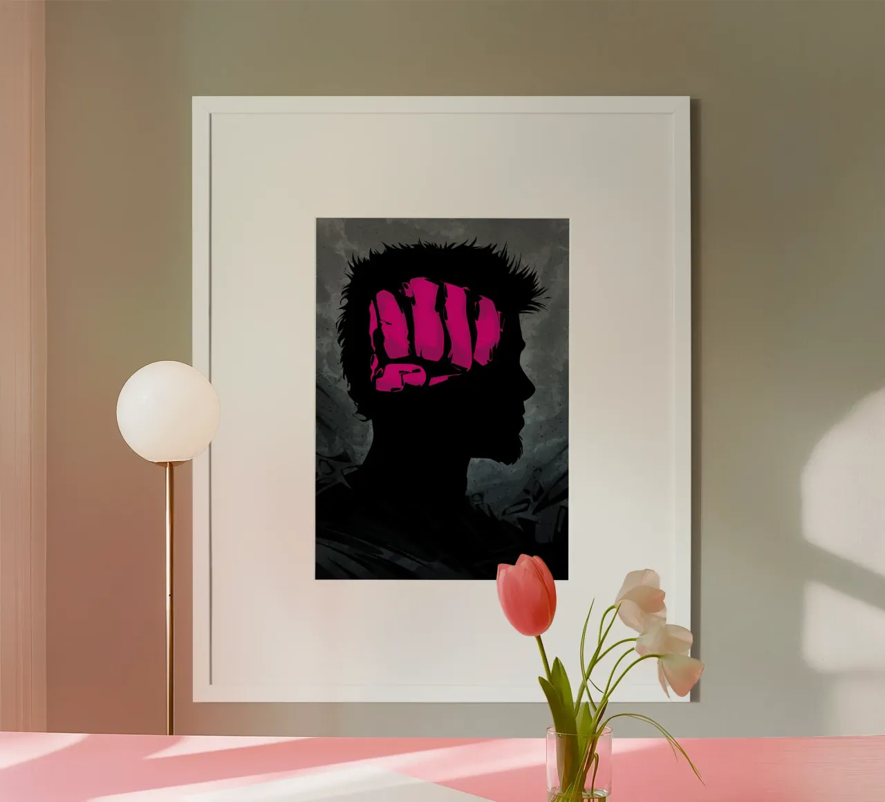 Fight Club Fist Brain poster con telaio in plastica da nabakumov