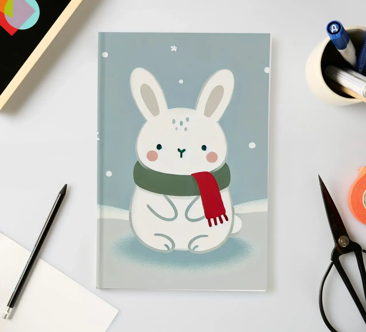 Lapin des neiges avec écharpe carnet de notes de Alegria Fantasia