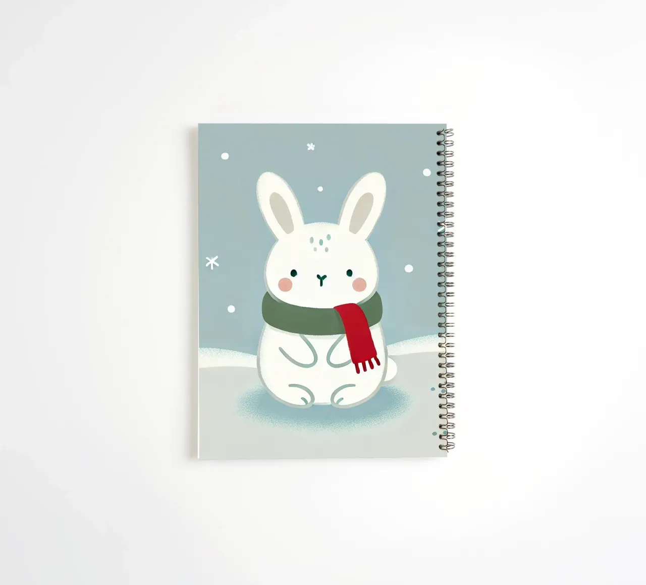 Snow hare with scarf spiral notebook by Alegria Fantasia
