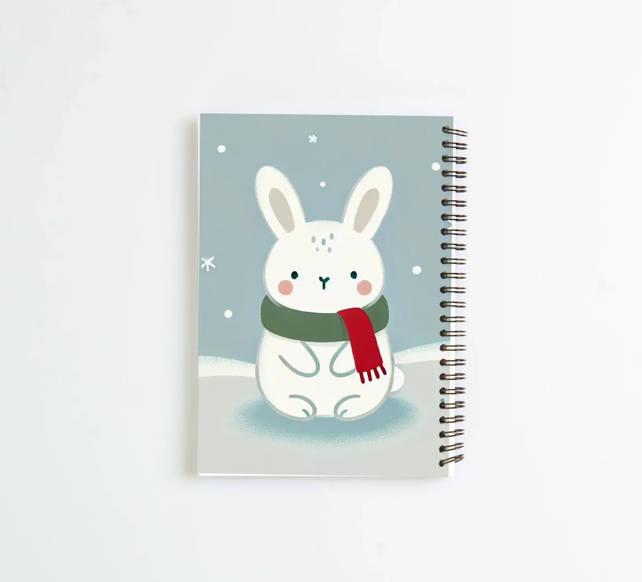 Snow hare with scarf spiral notebook by Alegria Fantasia
