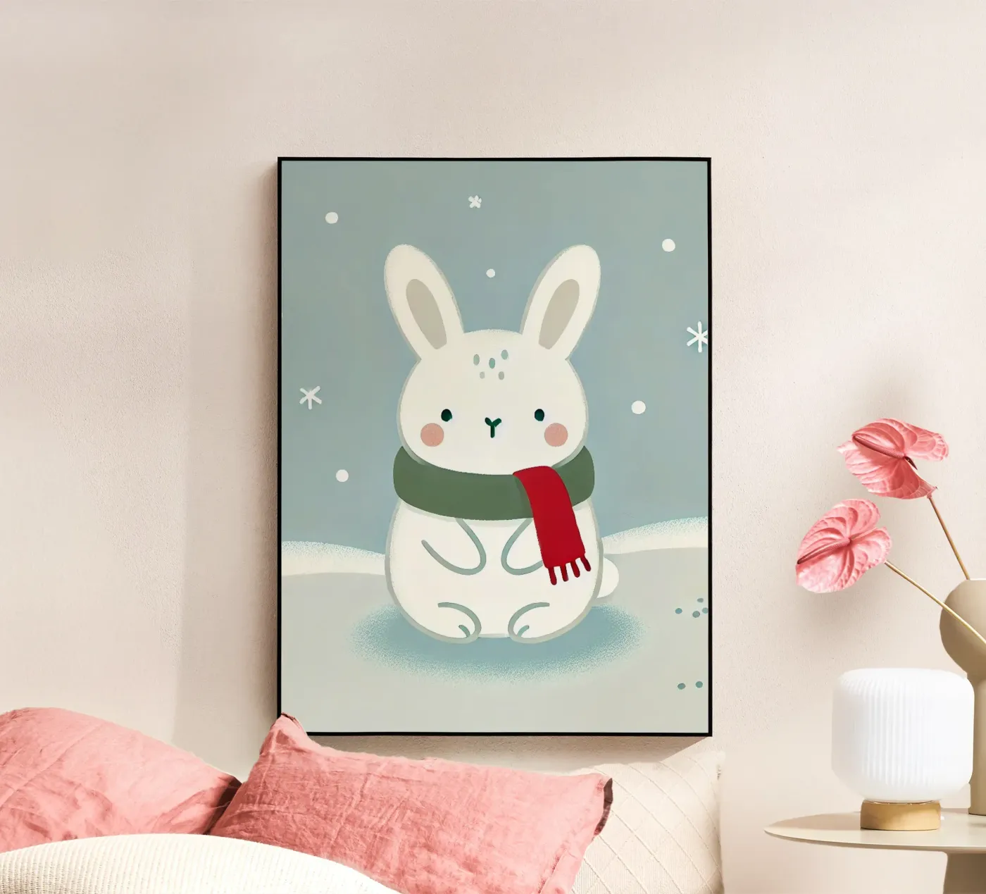 Lepre delle nevi con sciarpa plexiglass da Alegria Fantasia