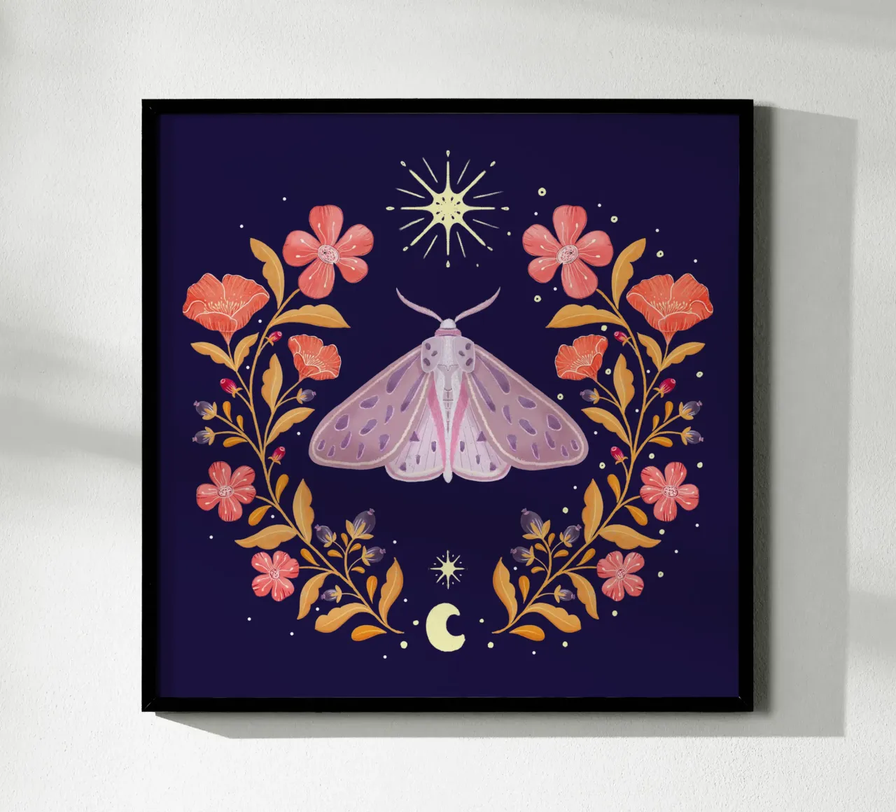 Momento magico con baco da seta, fiori, luna e stelle carta hahnemühle da CalliLetters