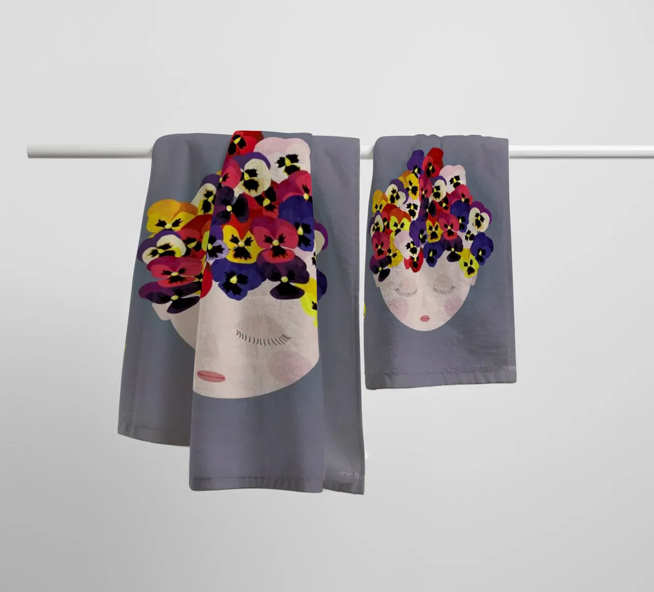 Musings Pansies towel by Mie Frey Damgaard
