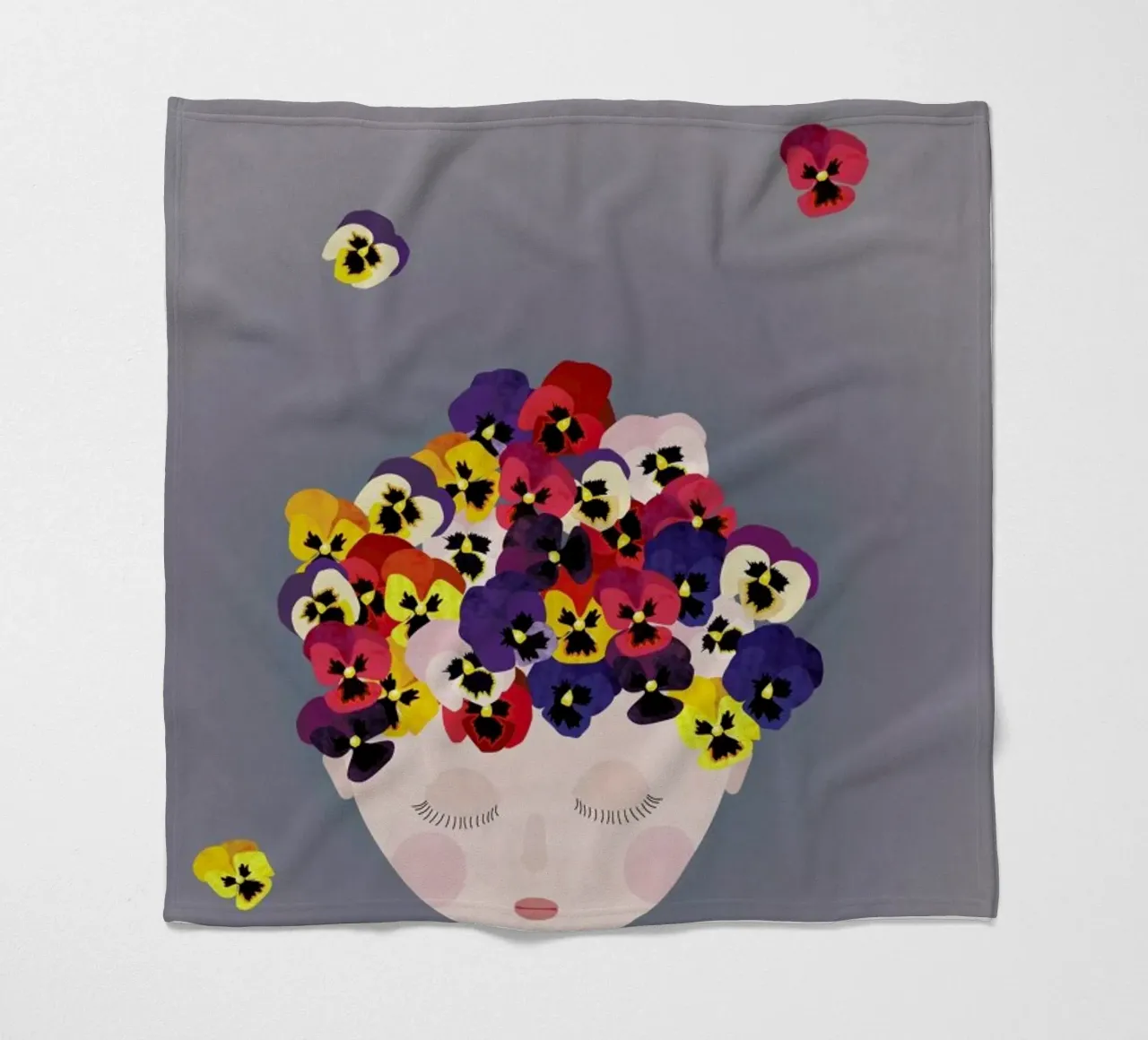 Musings Pansies fleece blanket by Mie Frey Damgaard