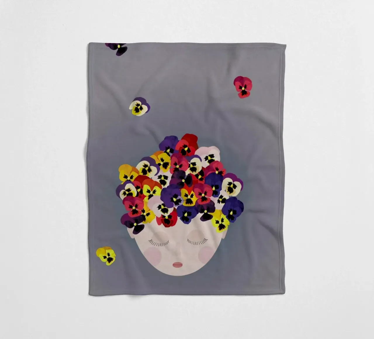 Musings Pansies fleece blanket by Mie Frey Damgaard