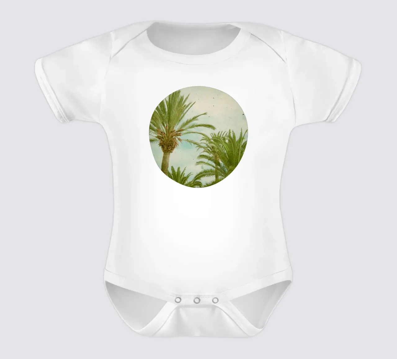 Palm Trees short-sleeve baby romper by Cassia Beck Photography
