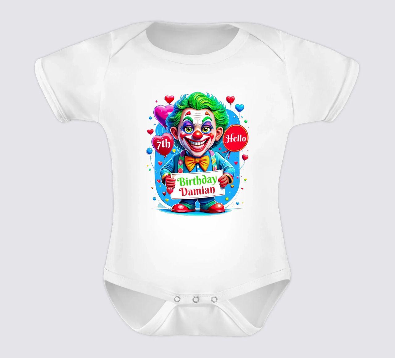 Joker Clown Birthday Kids Holding Ballons - Custom All Text body bébé de Artnesia