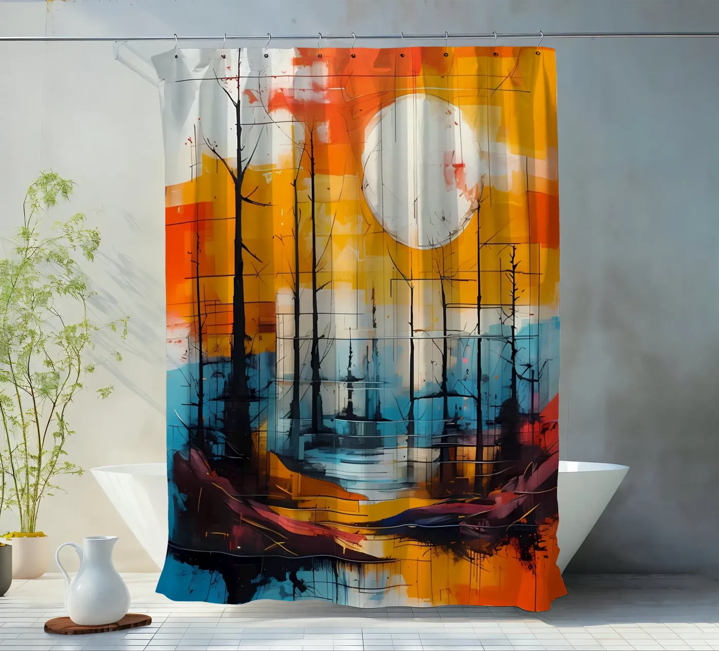 Zonsondergang Reflectie douchegordijn van Artistic-shop