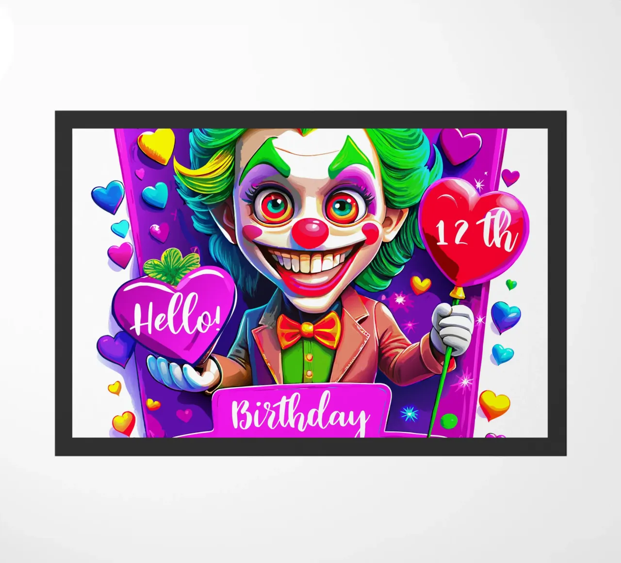 Joker Payaso Cumpleaños Sosteniendo Globos - Personalizar Todo el Texto felpudo de Artnesia