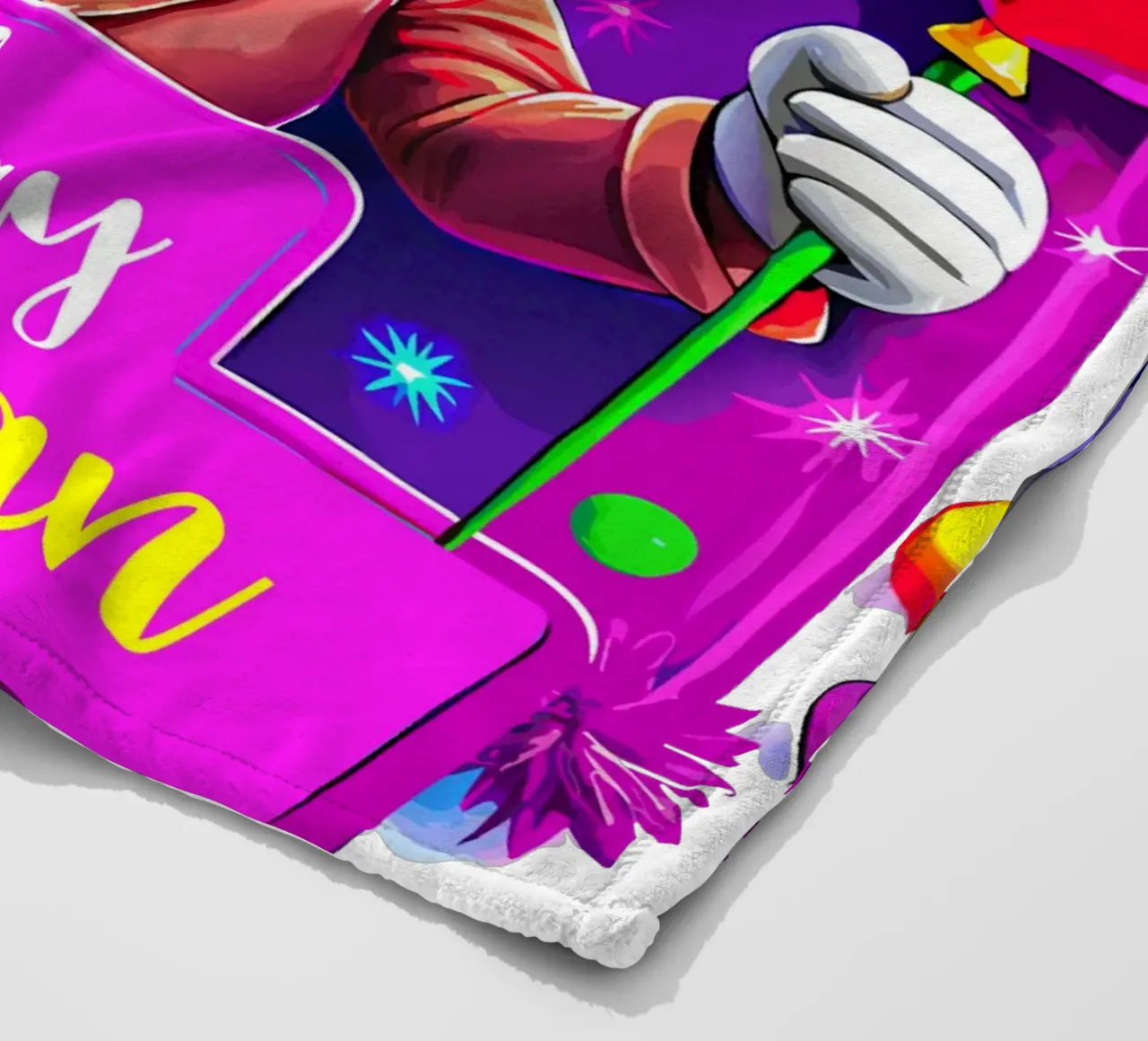 Joker Clown di compleanno con palloncini in mano - Personalizzato tutto il testo coperta in pile da Artnesia