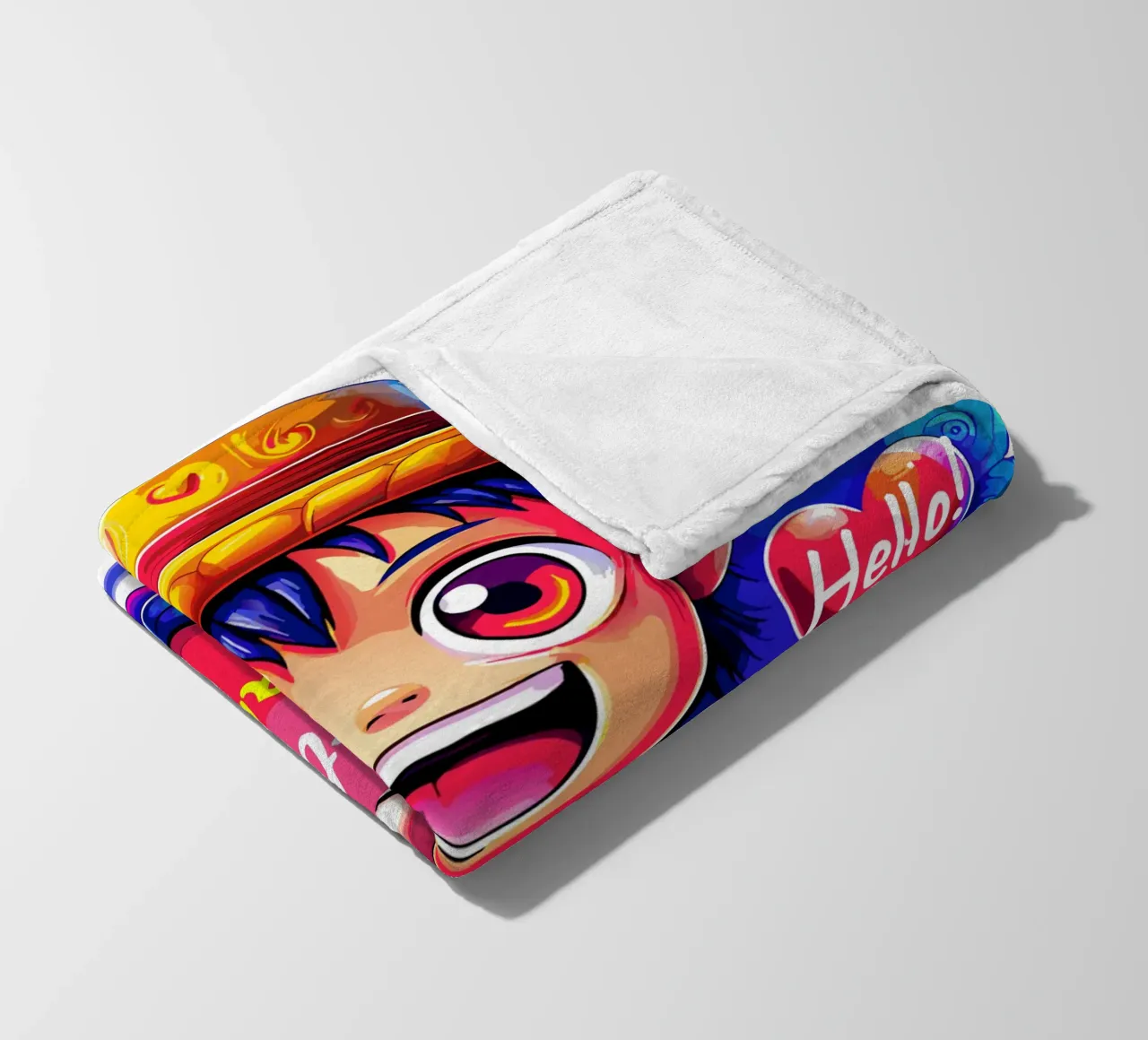 Luffy Anime Birthday Holding Heart Balloon - Custom All Text fleece blanket by Artnesia