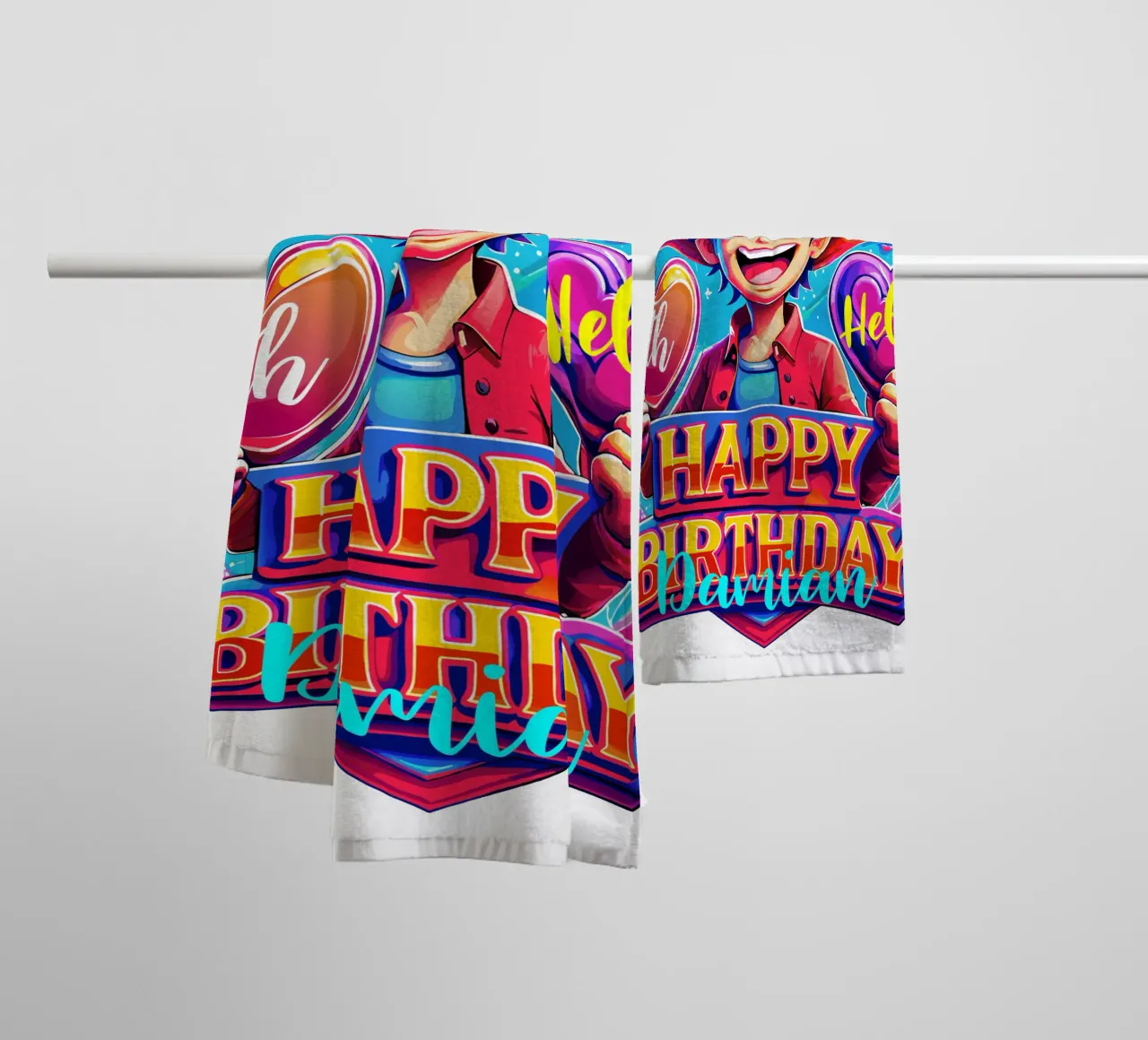 Luffy Anime Birthday Kids - Custom Name and Age towel by Artnesia