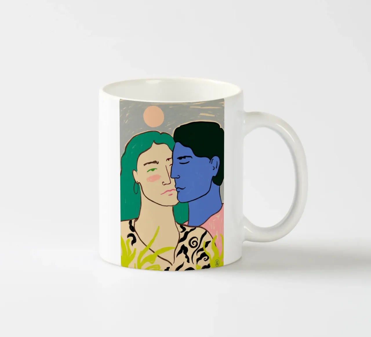 PAAR UNTER DEM MOND Keramik Tasse von Sandra Poliakov