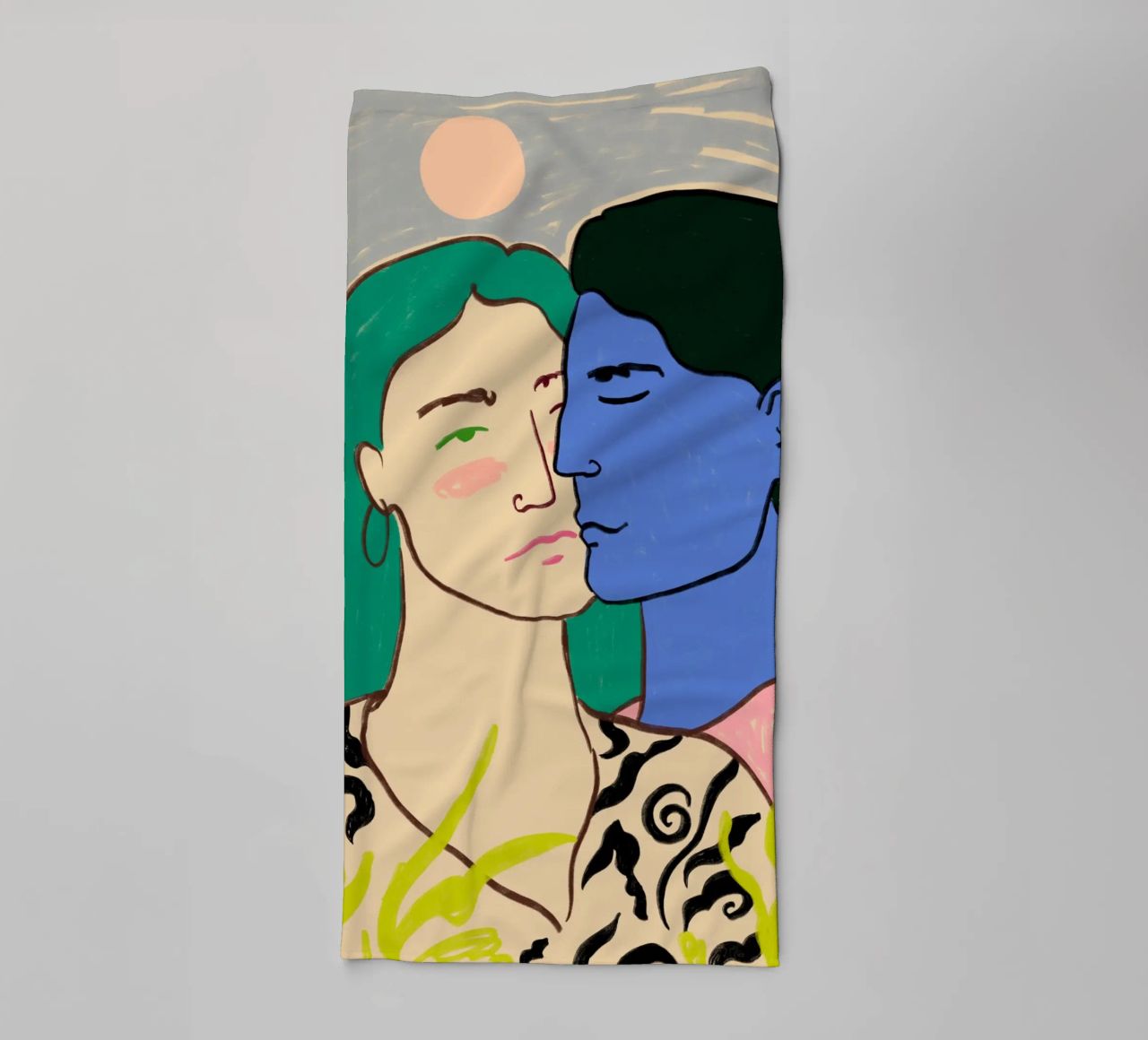COUPLE UNDER THE MOON towel by Sandra Poliakov
