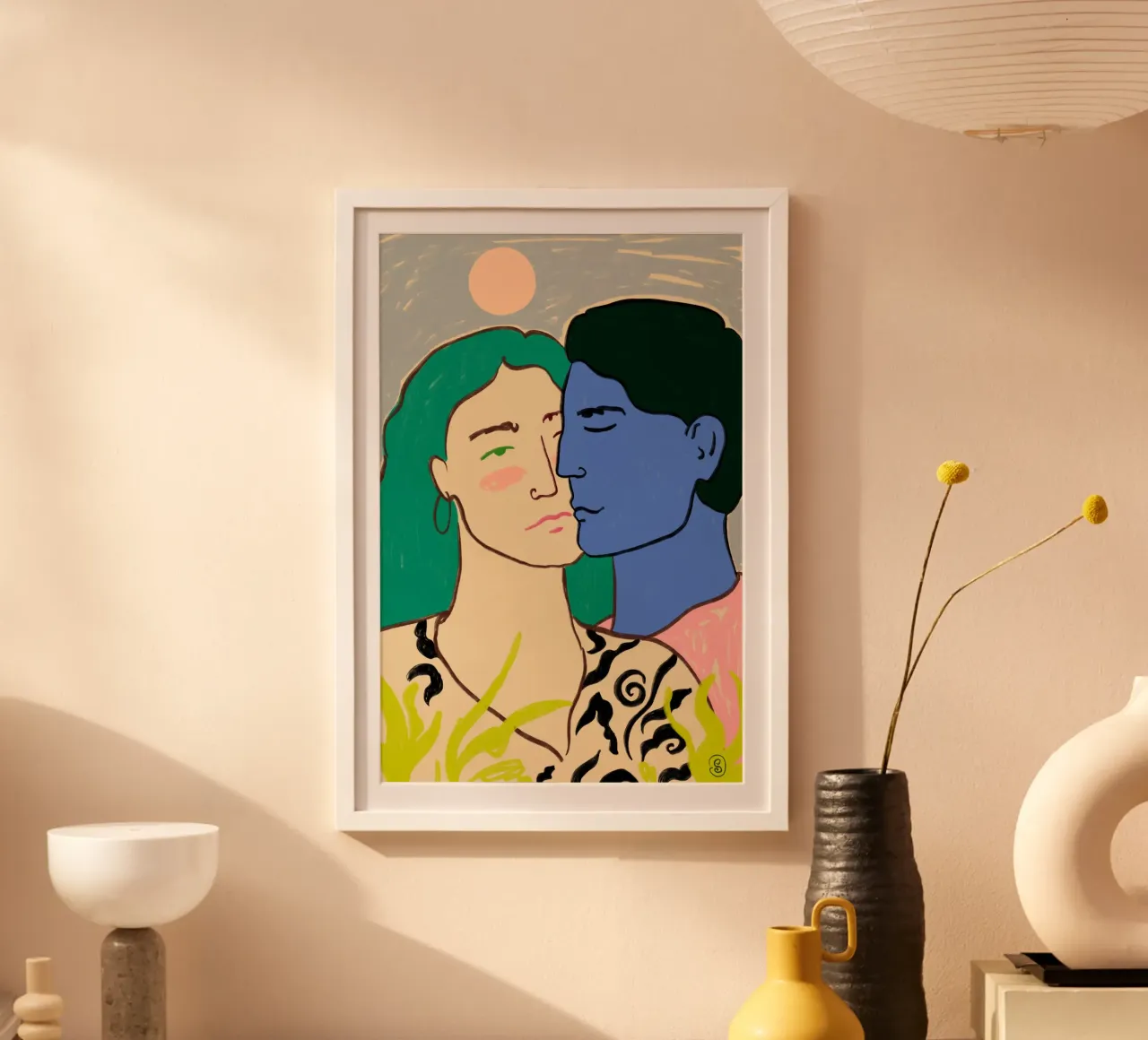 COUPLE SOUS LA LUNE hahnemühle de Sandra Poliakov