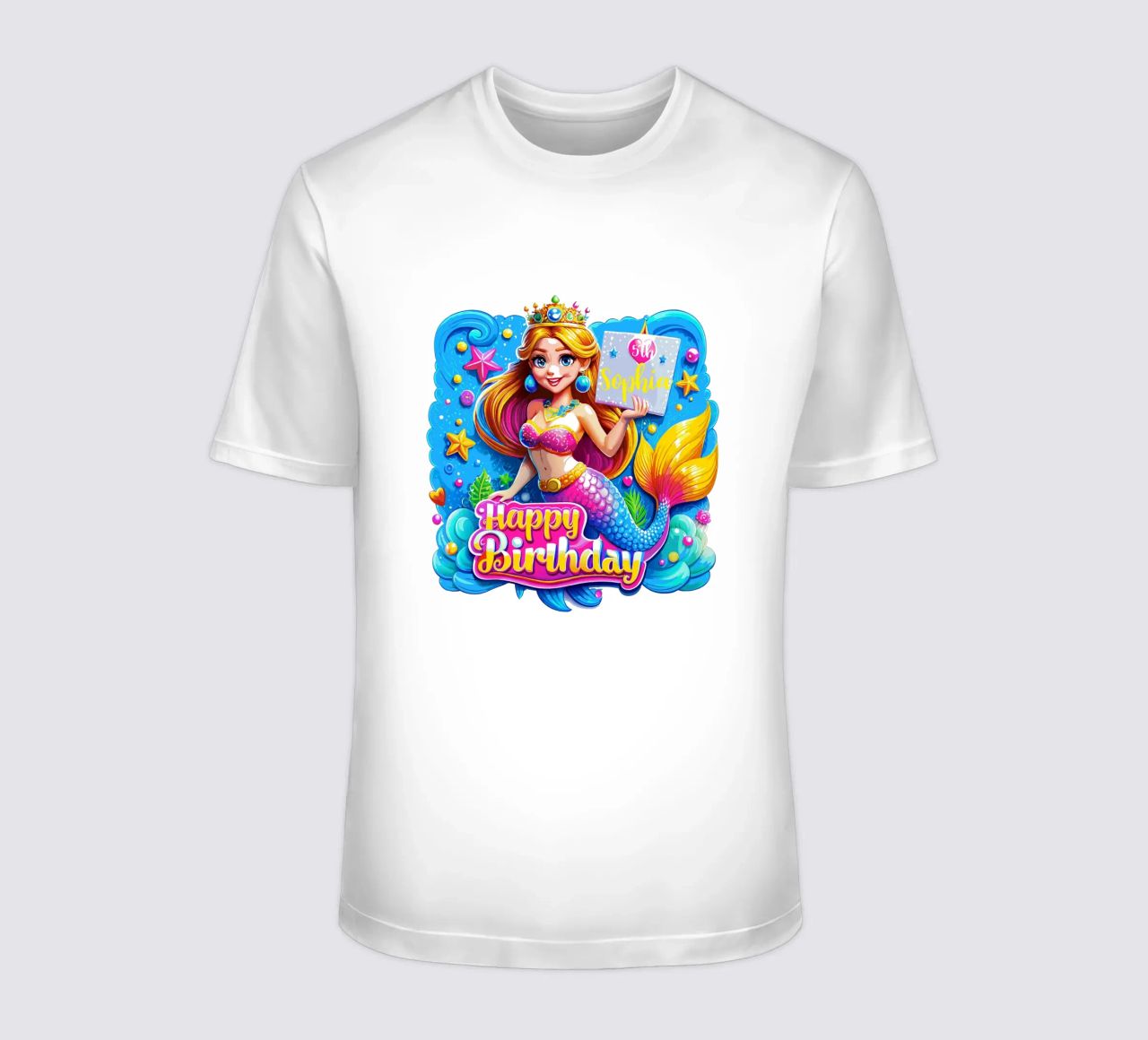Delizia di compleanno della sirena magica - Nome ed età personalizzati t-shirt da Artnesia