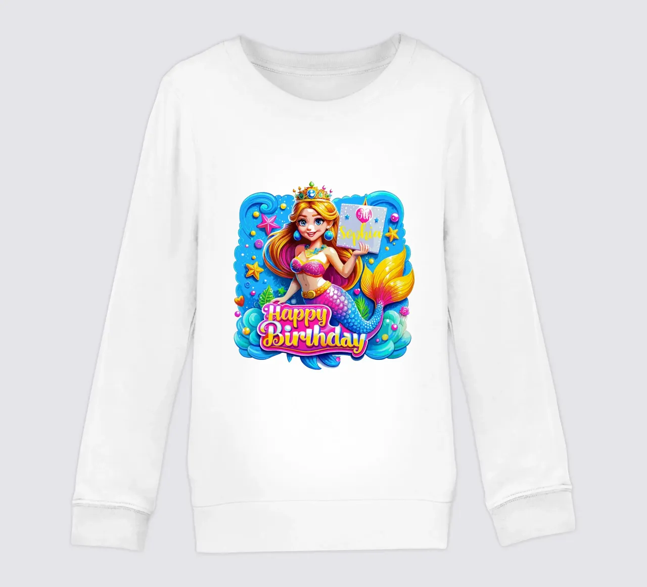 Magical Mermaid Birthday Delight - Custom Name and Age kids sweatshirt by Artnesia