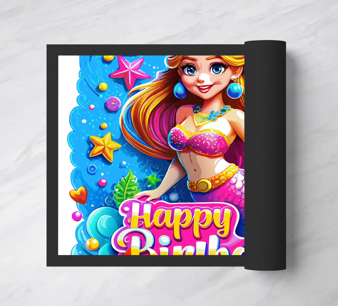 Magical Mermaid Birthday Delight - Custom Name and Age doormat by Artnesia