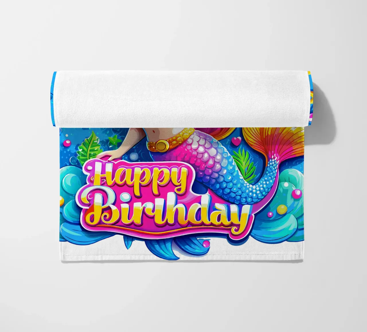 Magical Mermaid Birthday Delight - Custom Name and Age beach towel by Artnesia