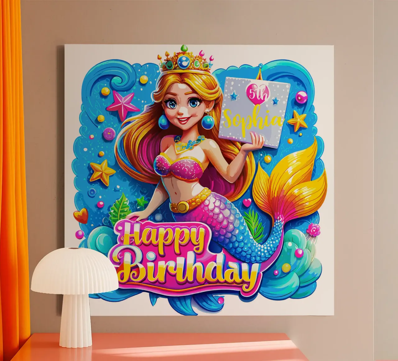 Magical Mermaid Birthday Delight - Custom Name and Age canvas by Artnesia