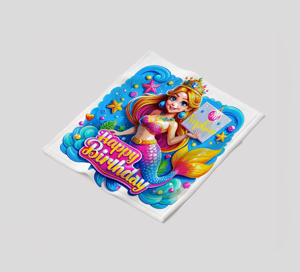 Delizia di compleanno della sirena magica - Nome ed età personalizzati coperta in pile da Artnesia