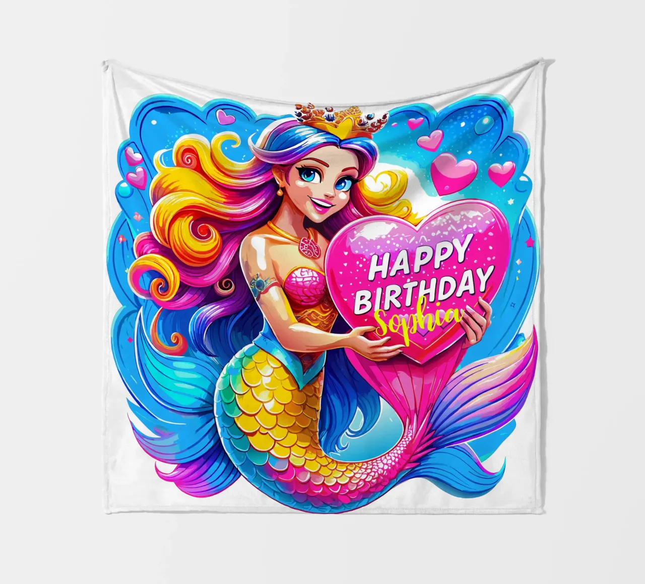 Delizia di compleanno della sirena magica - Nome personalizzato coperta in pile da Artnesia
