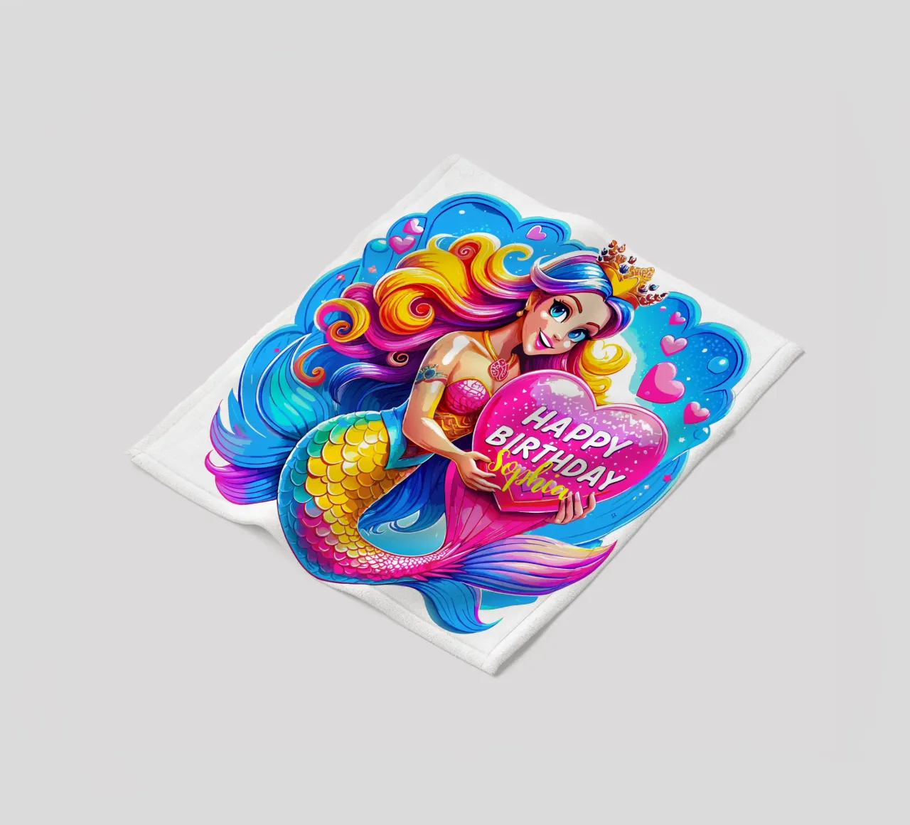Delizia di compleanno della sirena magica - Nome personalizzato coperta in pile da Artnesia