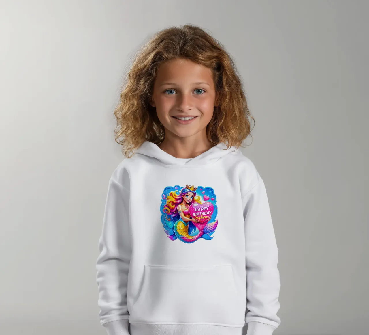 Magical Mermaid Birthday Delight - Custom Name kids hoodie by Artnesia