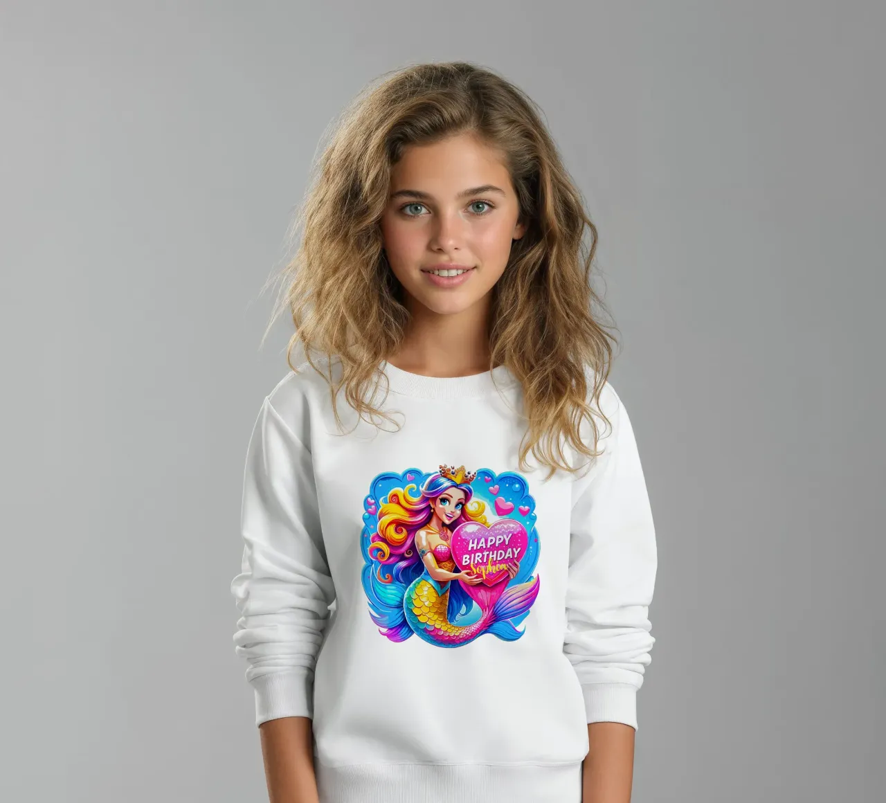 Magical Mermaid Birthday Delight - Custom Name kids sweatshirt by Artnesia