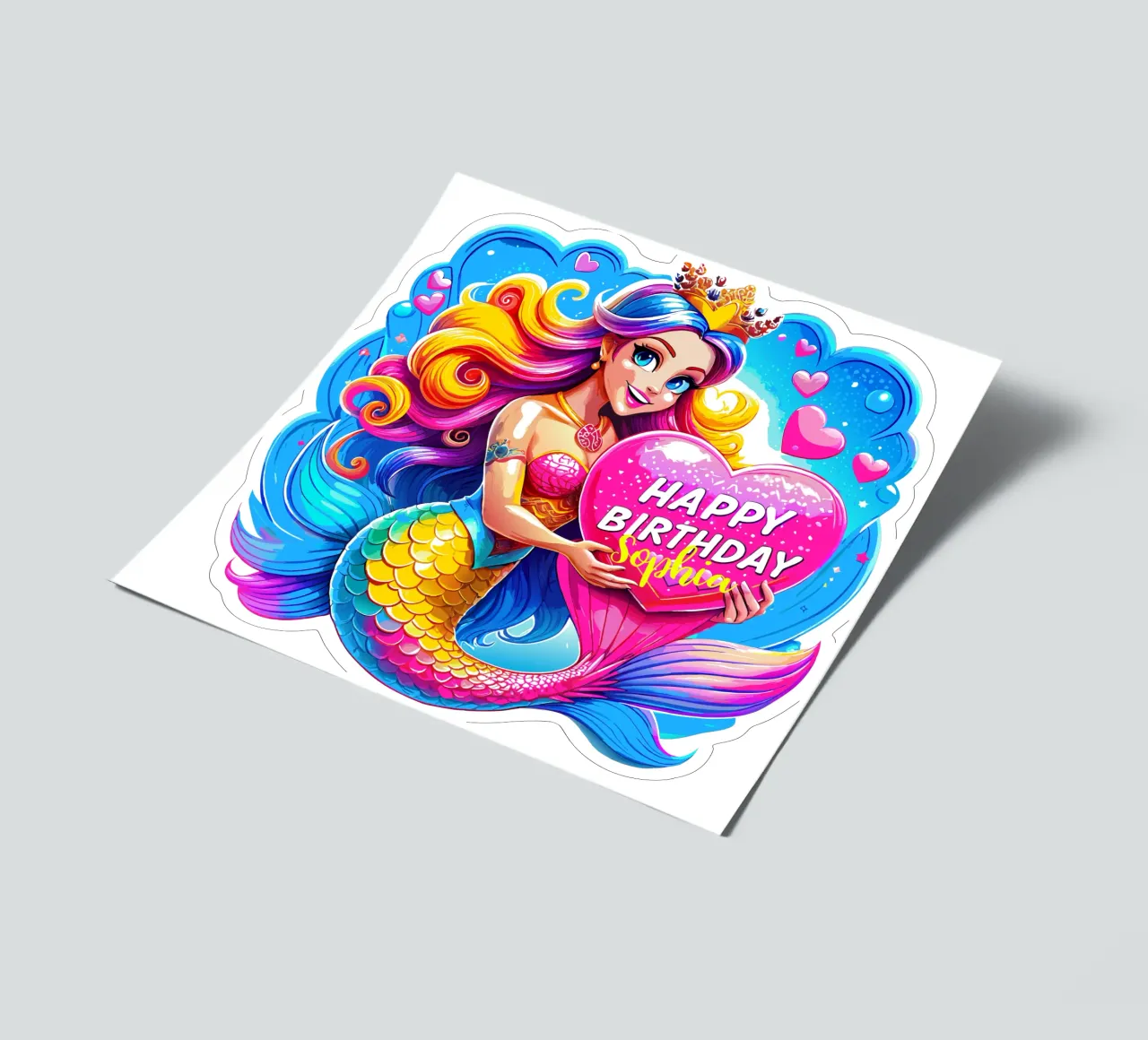 Magisch Zeemeermin Verjaardagslekkernij - Naam aanpassen stickervel van Artnesia