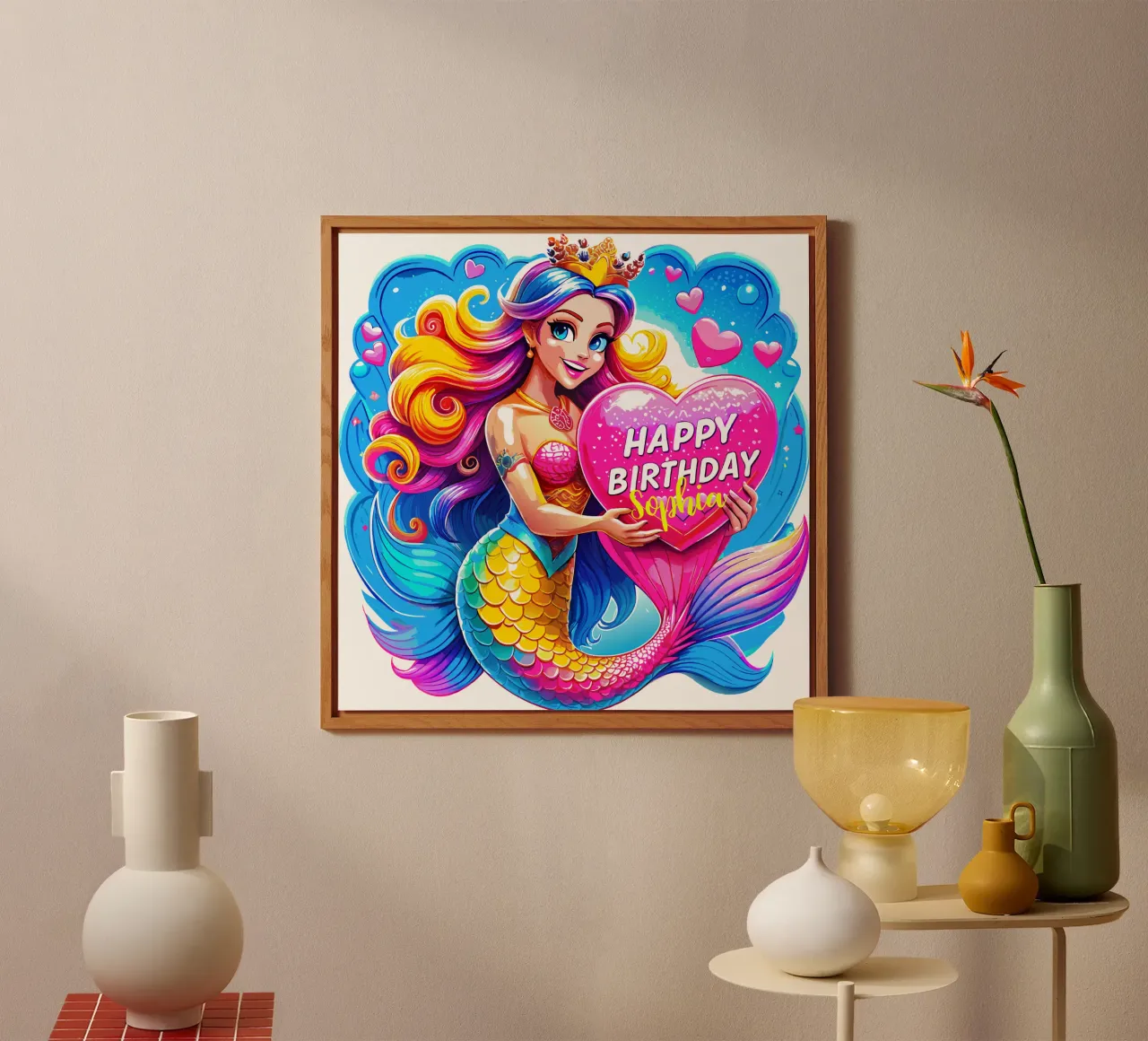 Magical Mermaid Birthday Delight - Custom Name alu-dibond by Artnesia