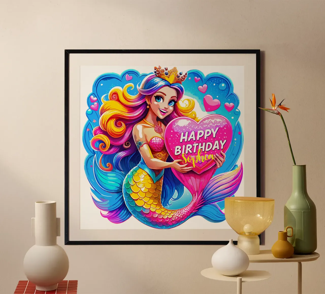 Magical Mermaid Birthday Delight - Custom Name hahnemühle by Artnesia