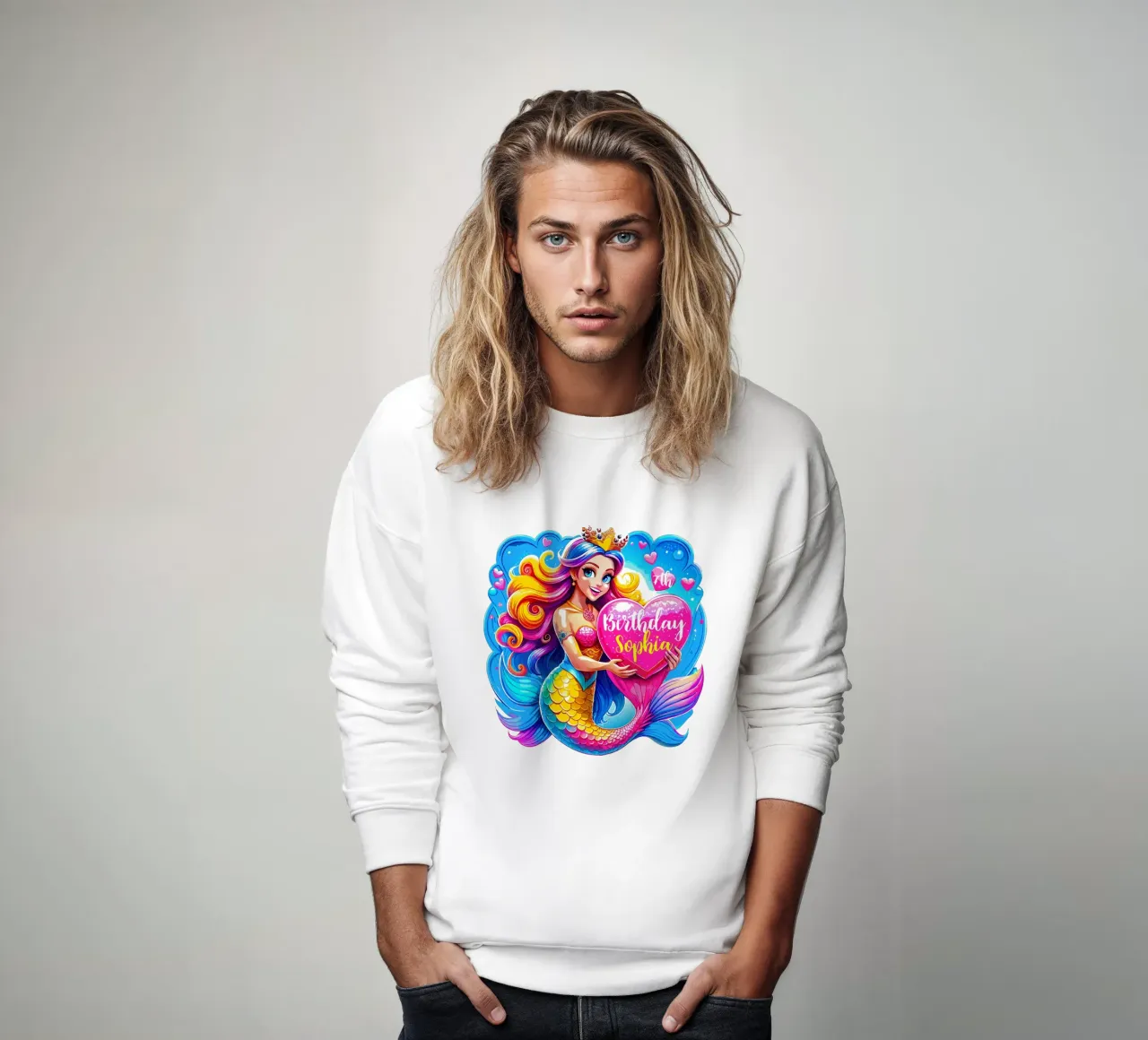 Magical Mermaid Birthday Delight - Custom All Text sweatshirt by Artnesia