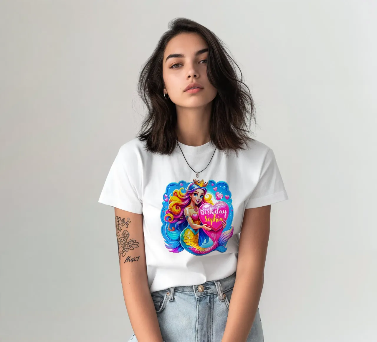 Delizia di compleanno di una sirena magica - Testo personalizzato t-shirt da Artnesia