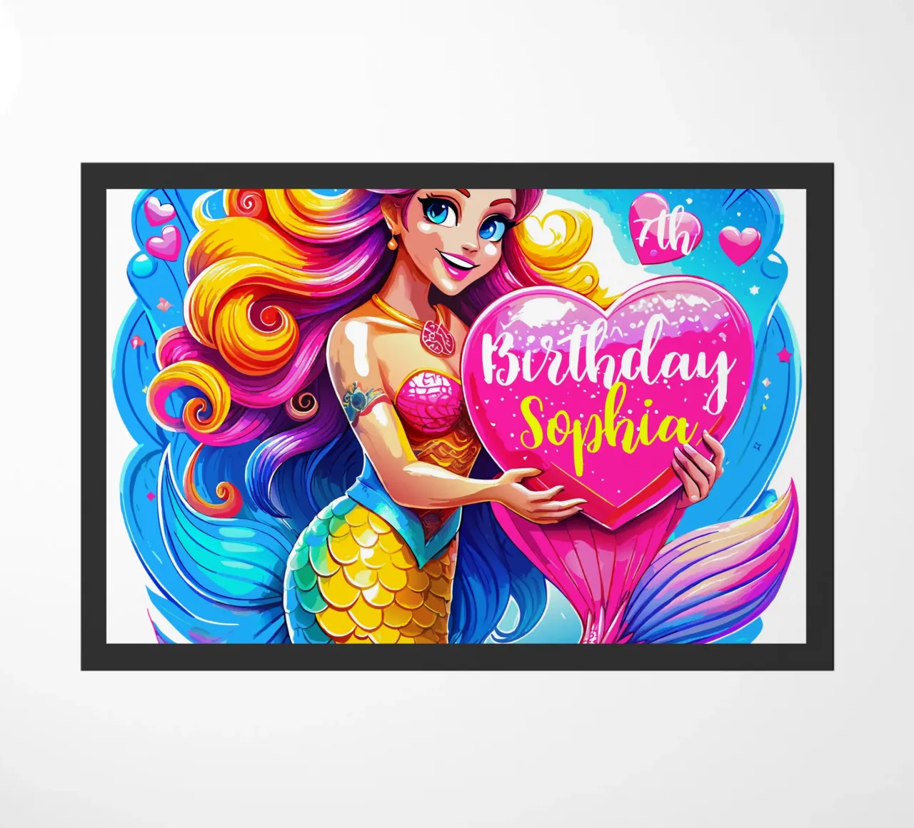Magical Mermaid Birthday Delight - Custom All Text doormat by Artnesia
