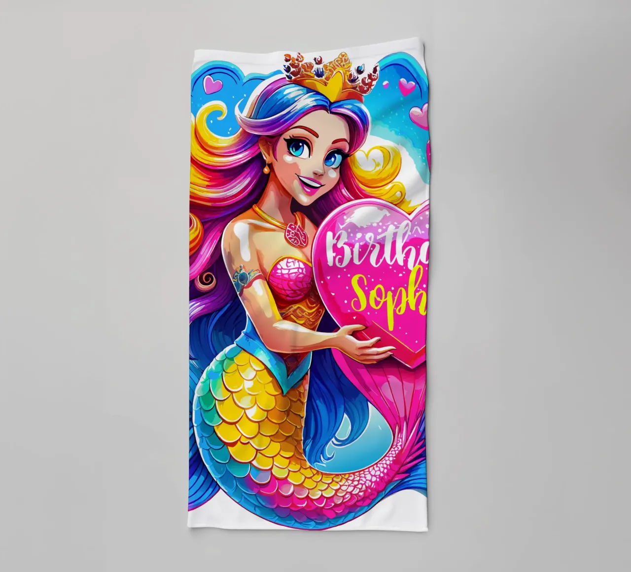 Magical Mermaid Birthday Delight - Custom All Text towel by Artnesia