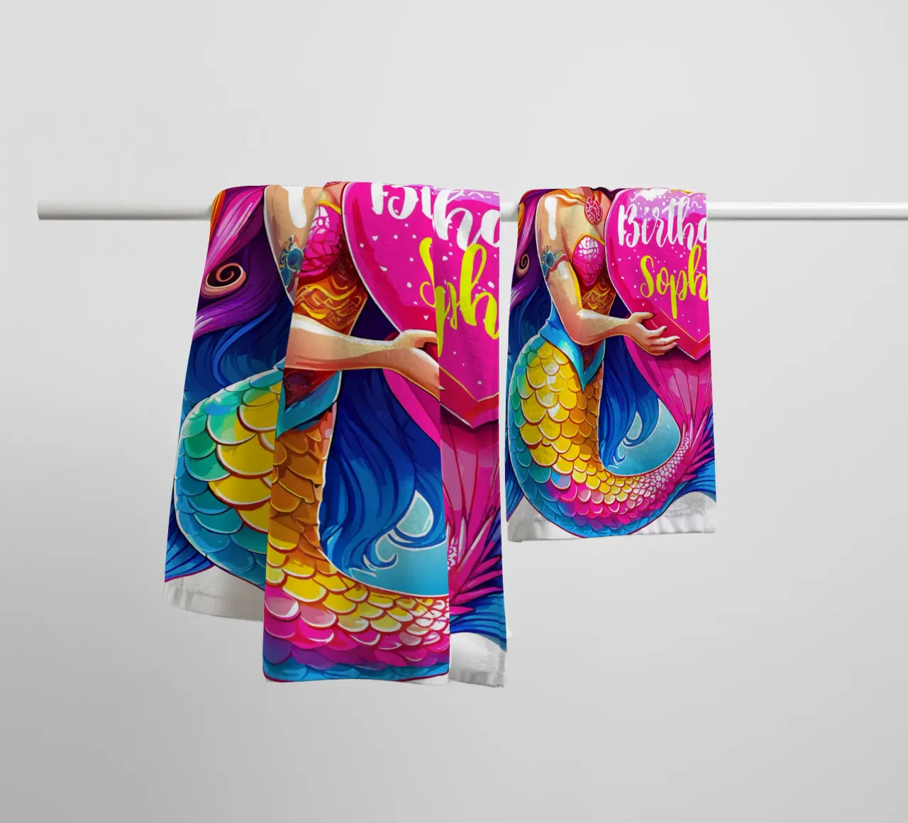 Magical Mermaid Birthday Delight - Custom All Text towel by Artnesia